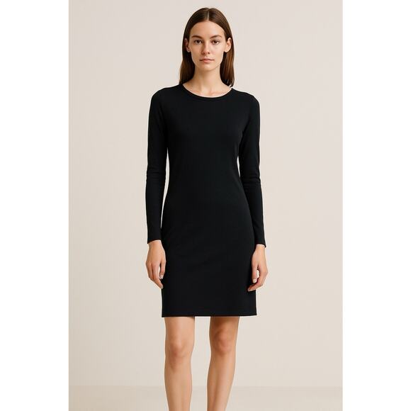 A.P.C. Dresses & Skirts - A.P.C Black Knit Long Sleeves Shift Dress Sz S Basic Quiet Luxury Minimalist Chi